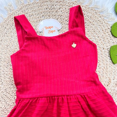  Vestido com Pingente de Coração e Detalhe nas Costas - Vermelho